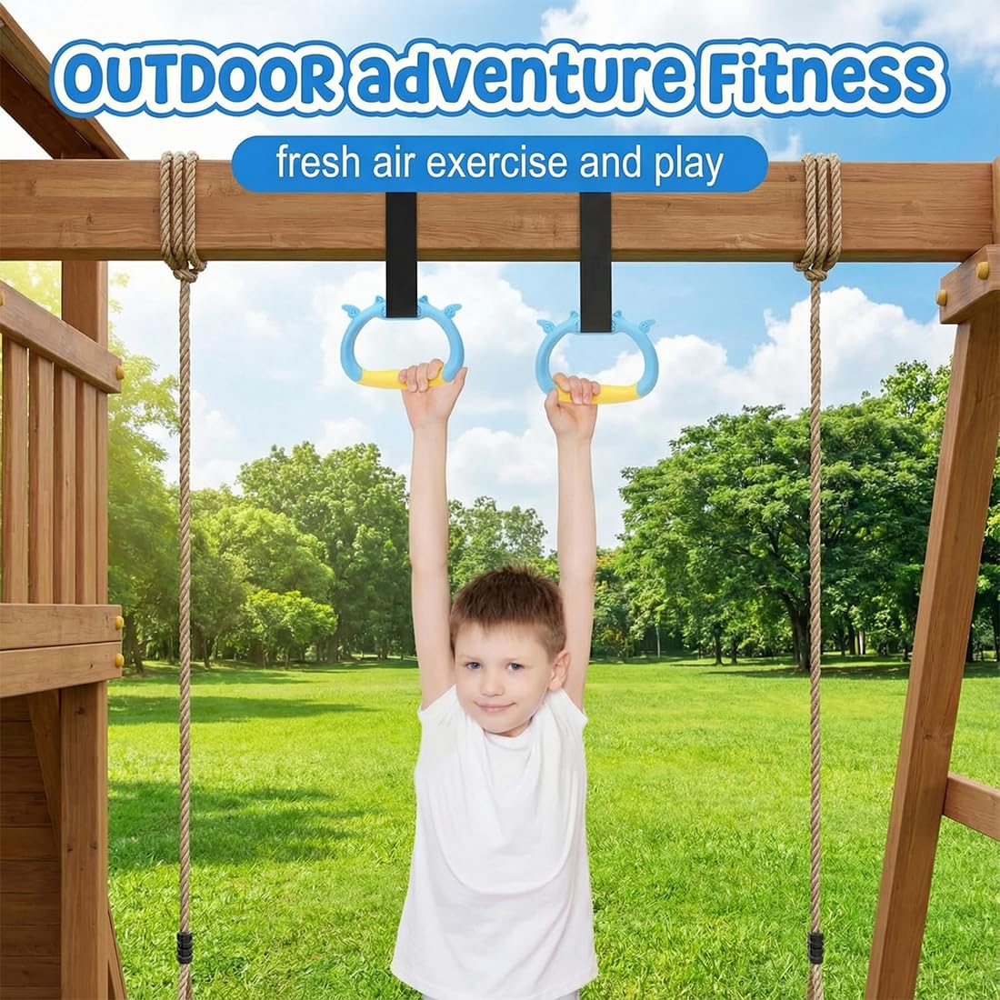 Anelli da Ginnastica per Bambini con Cinghie Regolabili - Attrezzatura Palestra per Allenamento