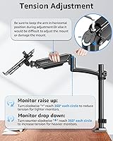 Vista 9 de MOUNTUP Soporte de escritorio para laptop, soporte ajustable para portátil de 17 pulgadas o monitor de 32 pulgadas, soporte de brazo para portátiles