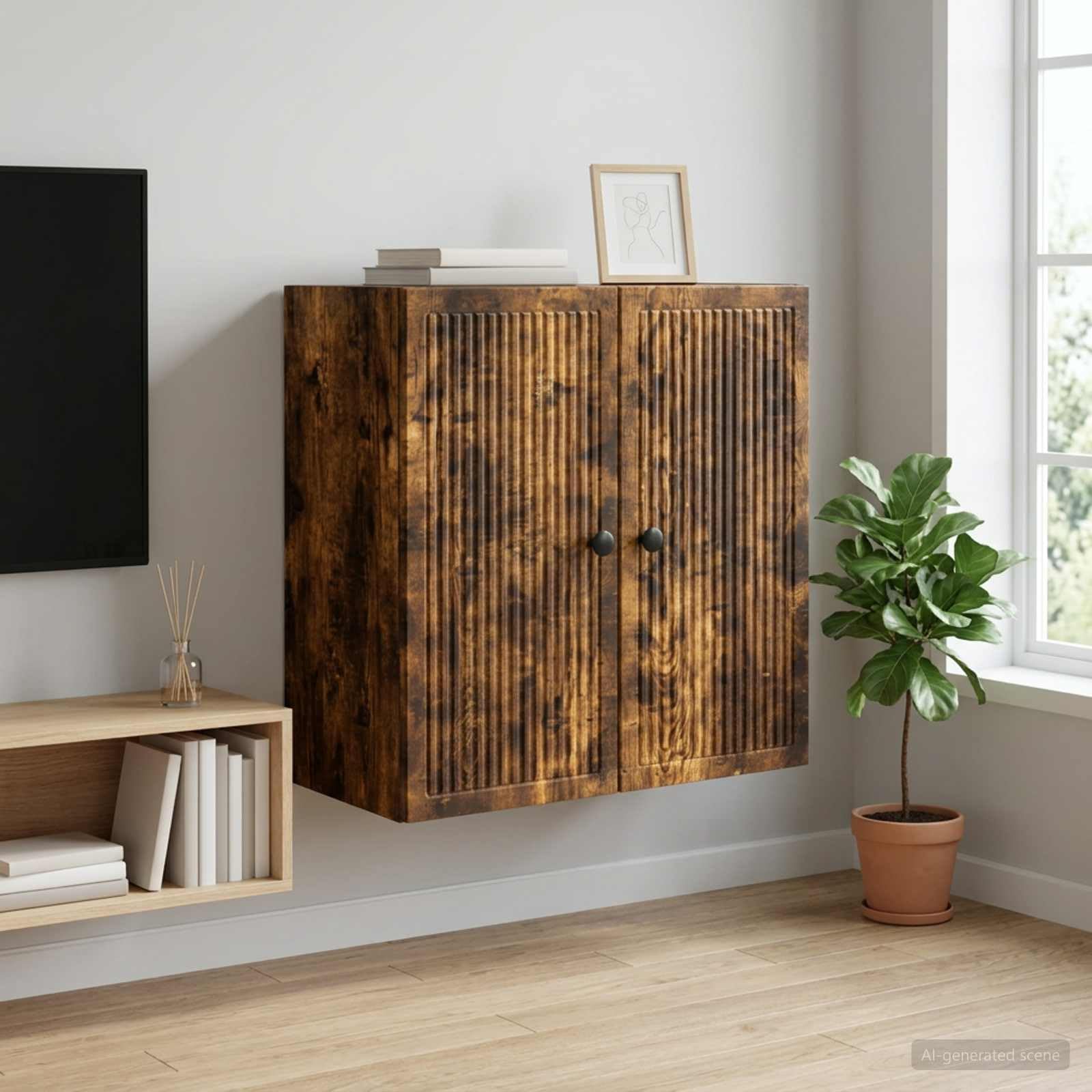Szafka ścienna z drewna inżynieryjnego 59 x 31 x 60 cm Dąb wędzony
