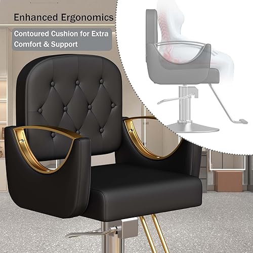 Miniatura 24 de Silla de peluquería silla de salón de 360 grados giratorias, silla de peluquería hidráulica con capacidad de hasta 330 libras, equipo de spa de Azul