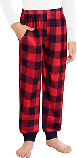 SWOMOG Unisex Kids Plaid Pajama pants for Boys & Girls Comfy Sleepwear Bottoms Lounge Jogger PJ Pants with Pockets