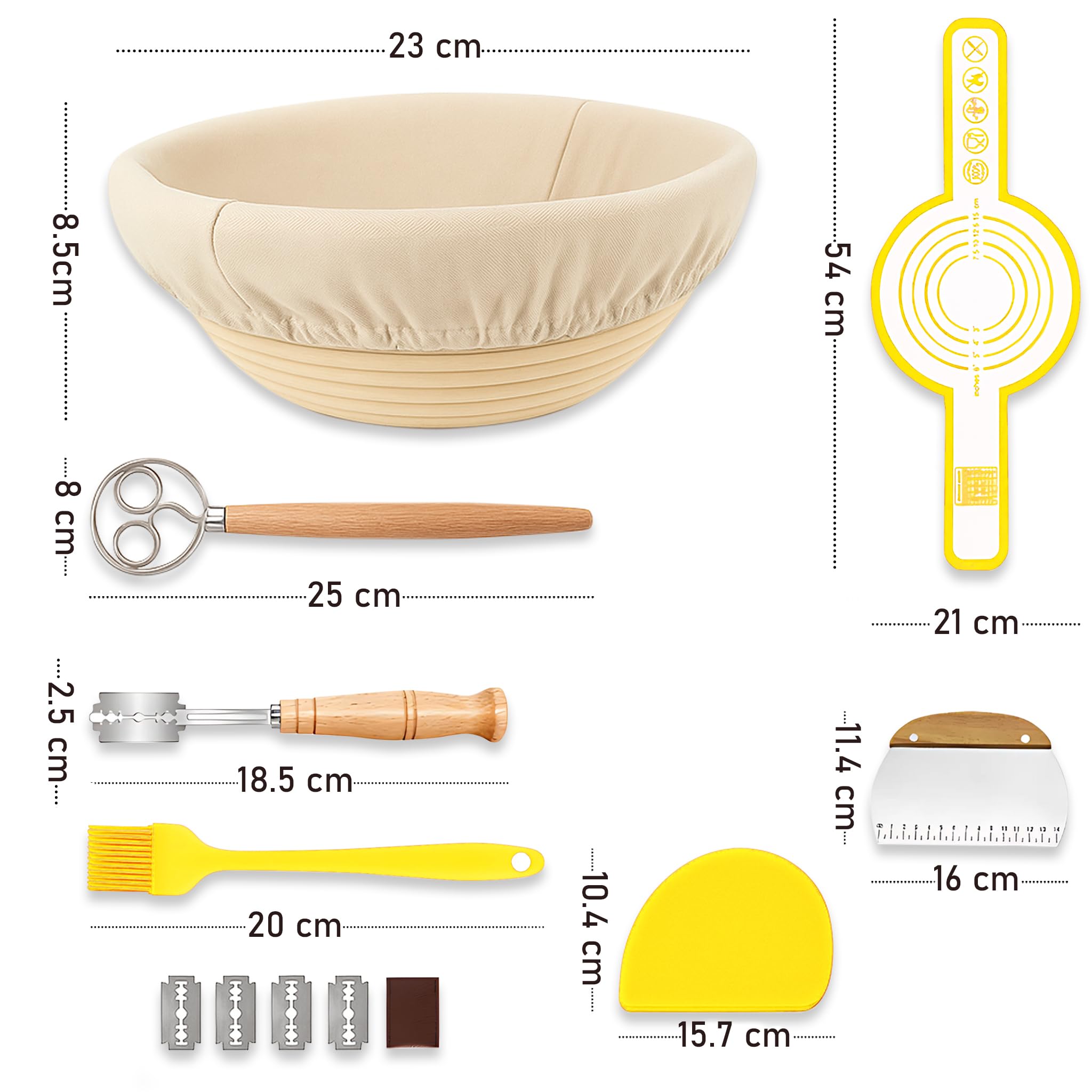 Suministros para hornear pan de masa madre, tarro de inicio de masa madre, cesta de prueba de pan Banneton ecológica hecha a mano, kit de inicio de masa madre, herramientas de suministros para hacer
