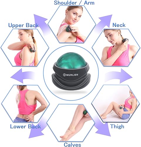 Miniatura 4 de MURLIEN Pelota de masaje con rodillo, alivio muscular tenso, masajeador manual, alivia hombros, brazos, espalda, piernas, pantorrillas o tensión