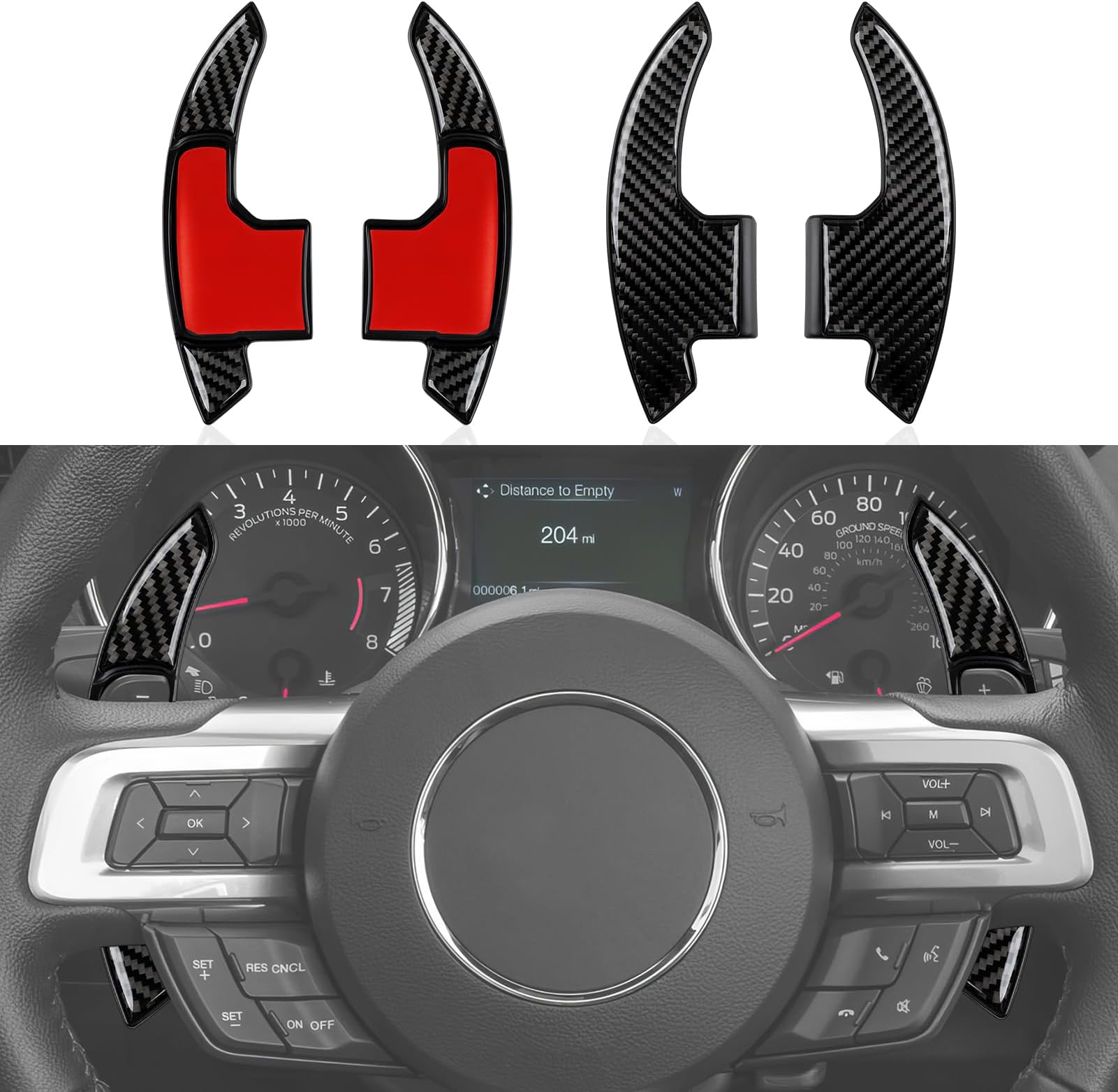 2pcs Steering Wheel Shift Paddle Extension Shift Paddles Sticker Compatible with Ford Mustang 2015 2016 2017 2018 2019 2020 Accessories (Black)