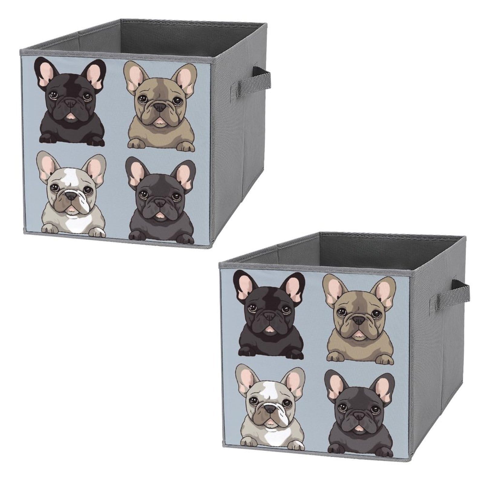Panier de rangement bouledogue français pliable en tissu pour vêtements