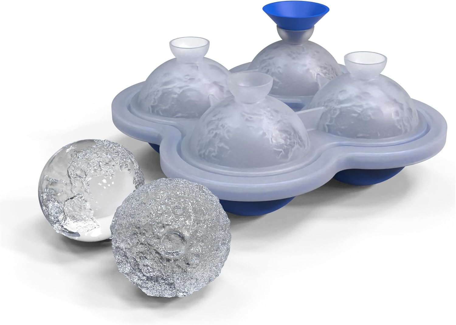 Winkee - Earth and Moon Ice Cube Tray - Reusable Silicone Mould for Ice Cubes - For Cocktails and Drinks - Gift for Astronomy Fans