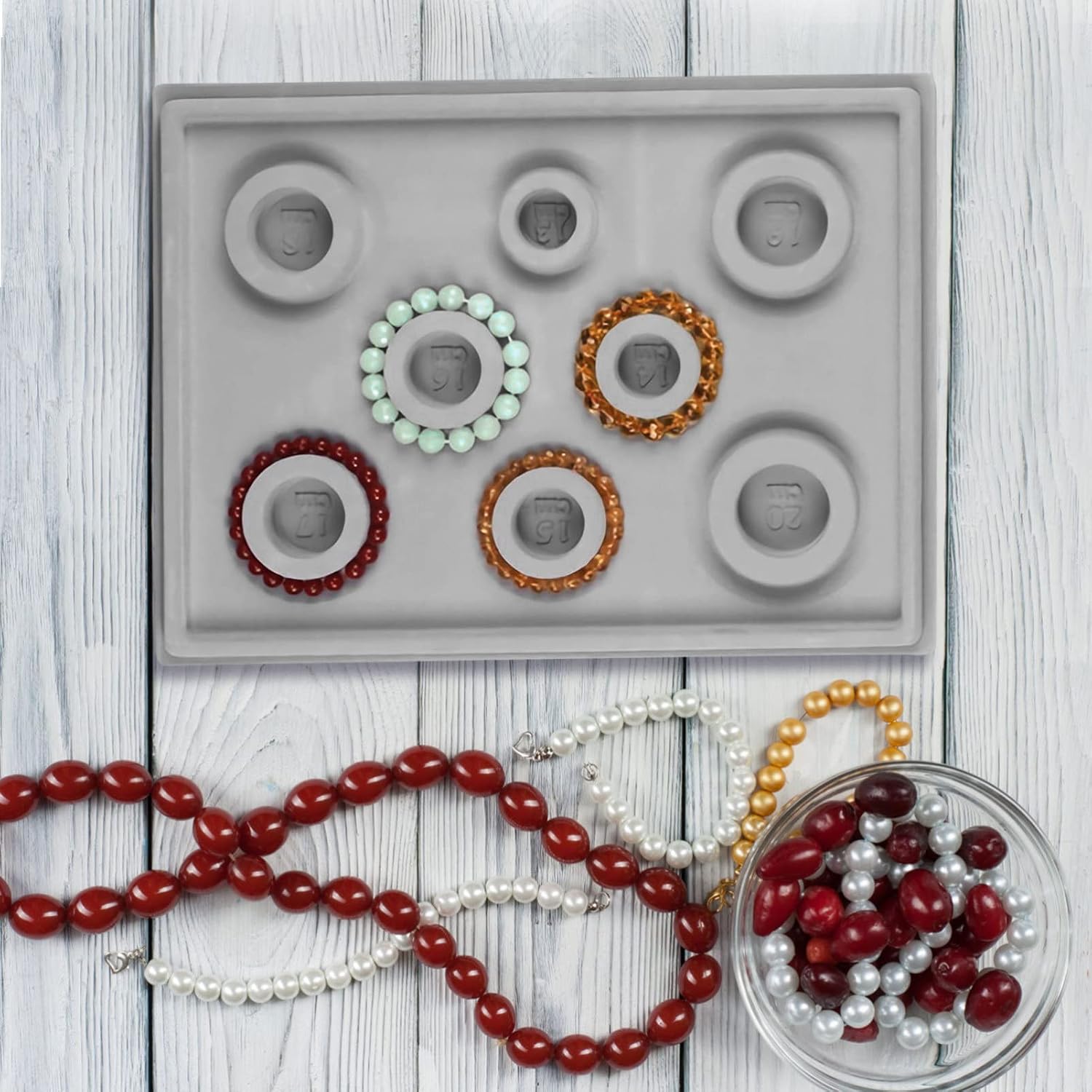 Angoily 4pcs Jewelry Beading Design Tray Organizer for Necklace and Bracelet Crafting Prevents Bead Rolling for Jewelry Making