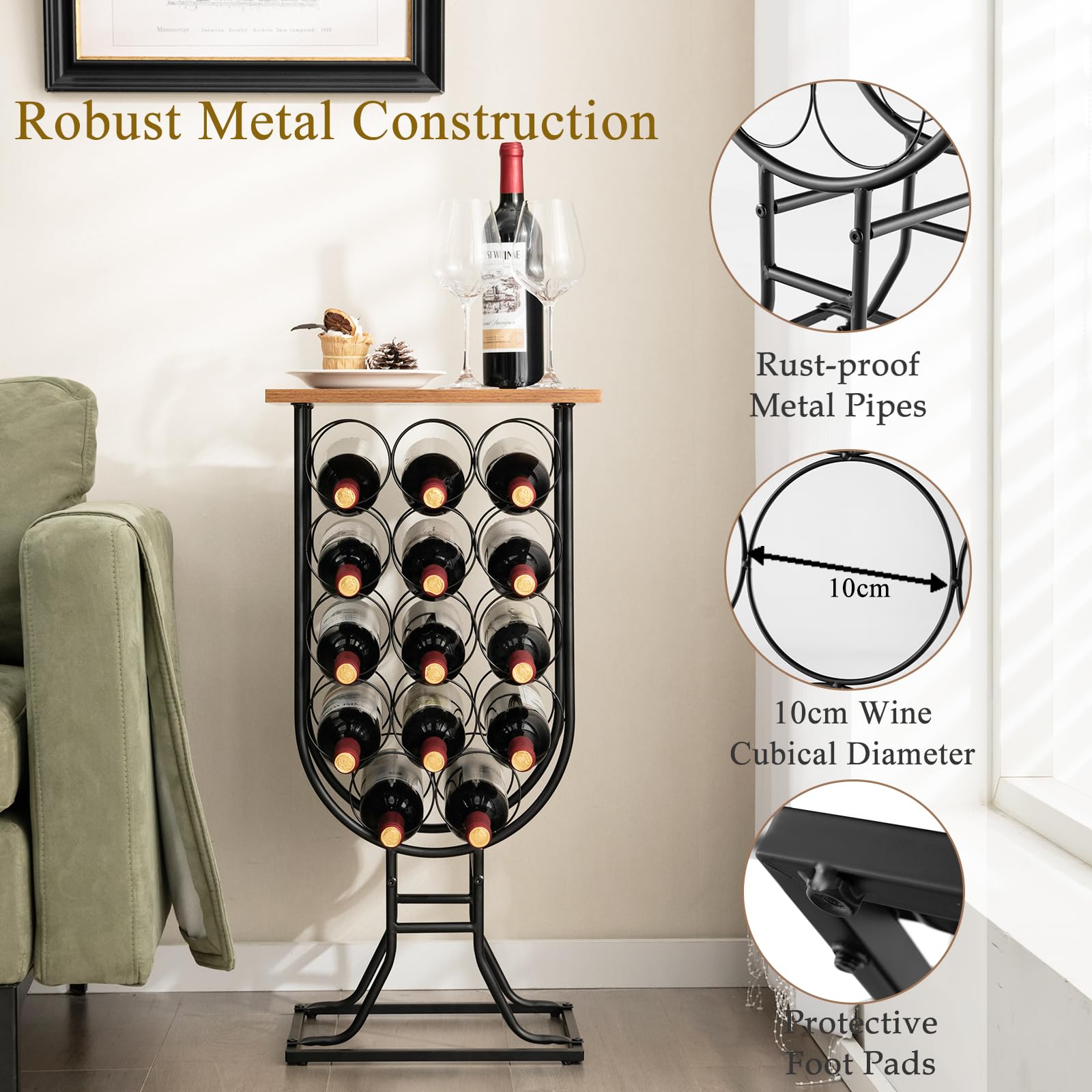 KOFOTTEU Casier à Bouteilles Pour 72 Bouteilles, Porte-Bouteilles à 6 Niveaux En Bois De Pin