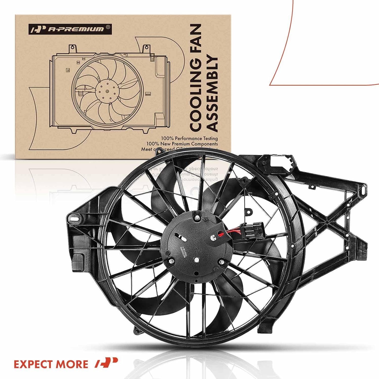 A-Premium Engine Radiator Cooling Fan Assembly Compatible with Select Ford Models - Mustang 1999-2004, 3.8L 3.9L - Replace# 1R3Z8C607CA, 3R3Z8C607A