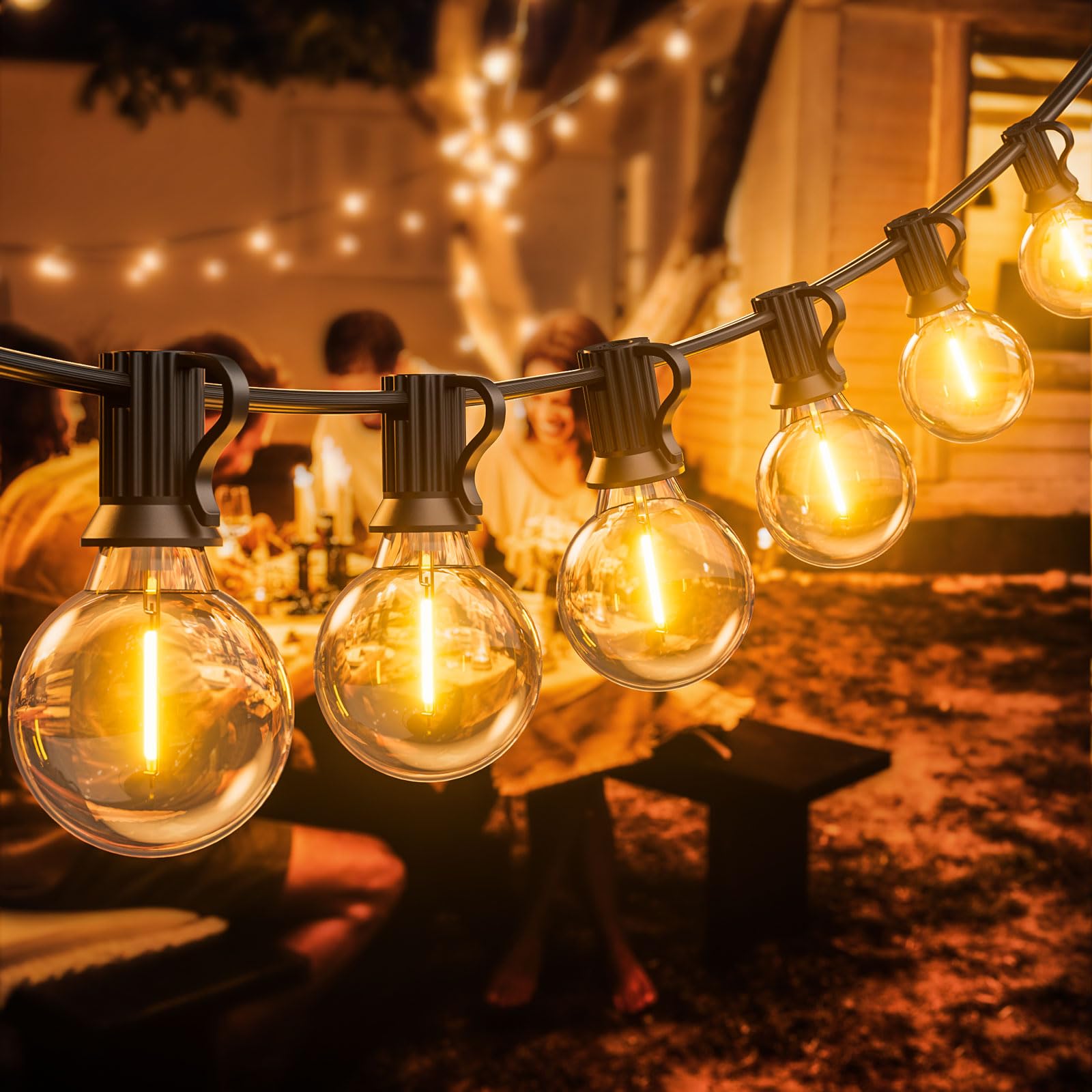 LUCUHM 30M 100FT Festoon Lights Outdoor – LED Garden String Festoon Lights Mains Powered – Garden Light Outdoor Waterproof for Patio Gazebo Balcony Outside