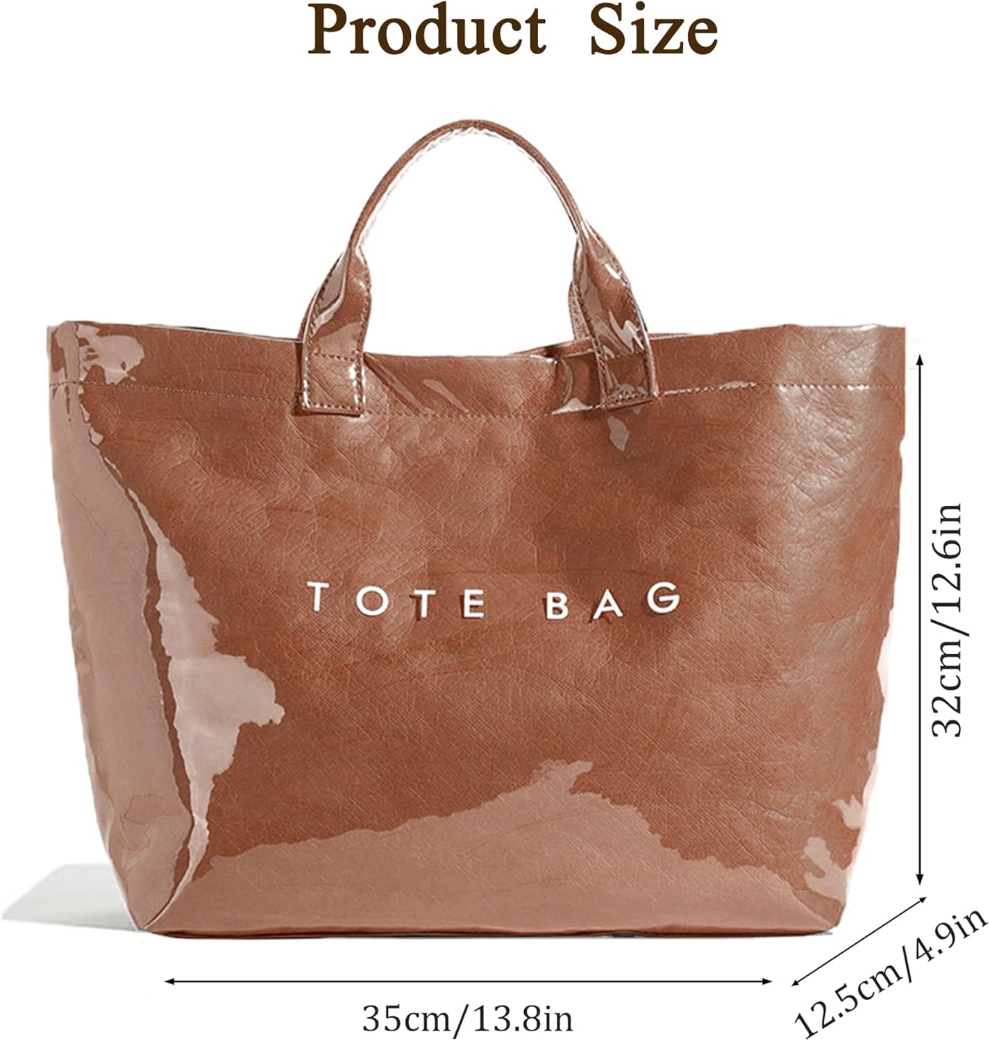 PVC Tote Bag for Women Plastic Tote Bag Letters Print Handbag Hobo Bags for Work Shopping Gift - Image 3