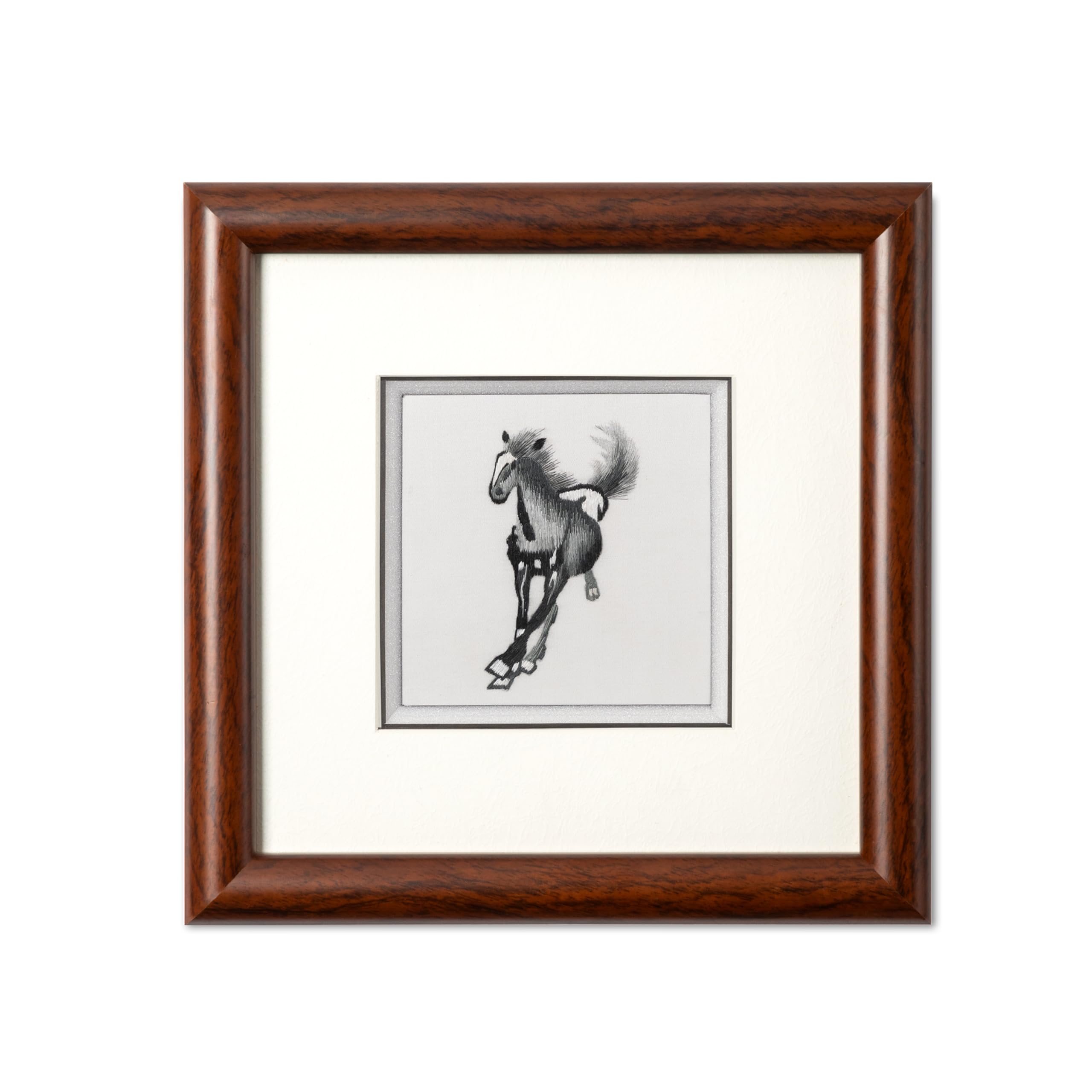 Ebherys Hunan Embroidery Art,Boatyard, Framed Hand Embroidery Artwork, Chinese Traditional Cutlture,Intangible Cultural Heritage Handmade Wall Art… (Majestic Horses)