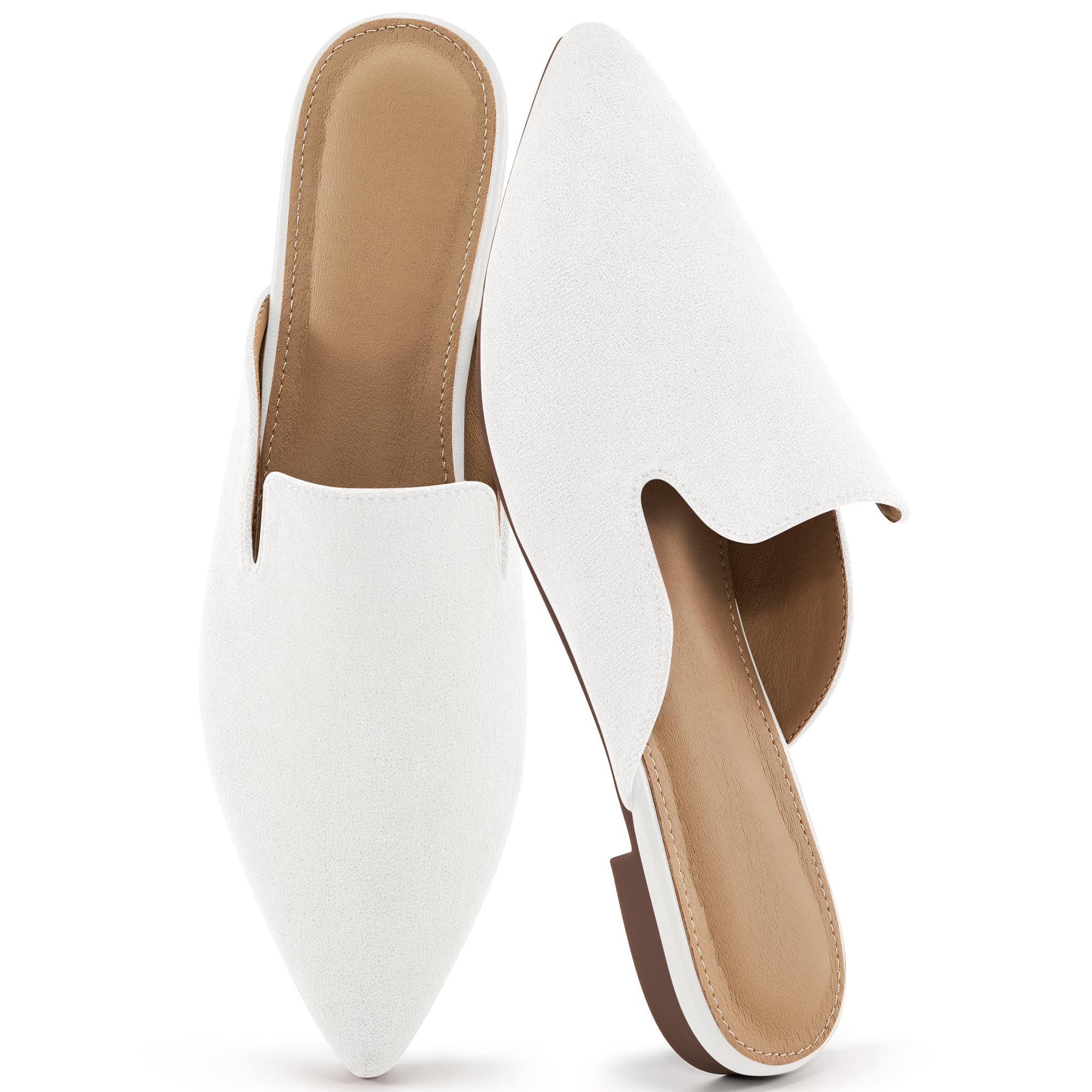 Mules for Women Pointed Toe Flats Comfortable Backless Loafers-image-12