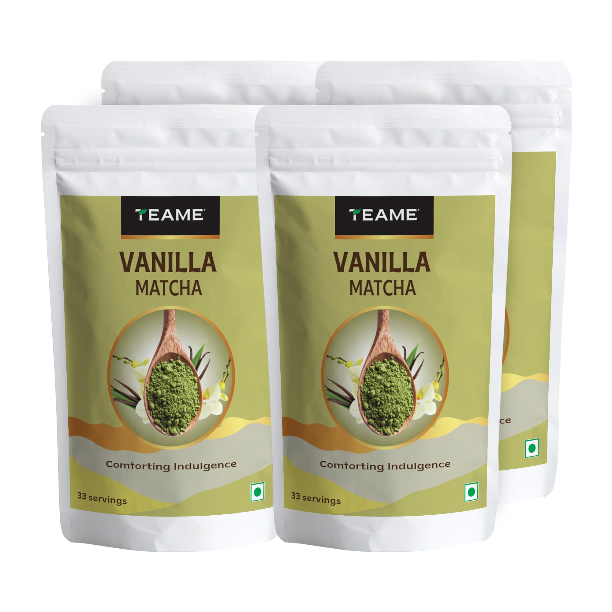 TE-A-ME Vanilla + Matcha Green Tea Powder - 200g (132 Servings) | 50g - Pack of 4 | Brew Delicious Macha Vanilla Latte | 100% Natural | Ceremonial Grade | Flavoured Matcha | Christmas Gift | New Year Gift