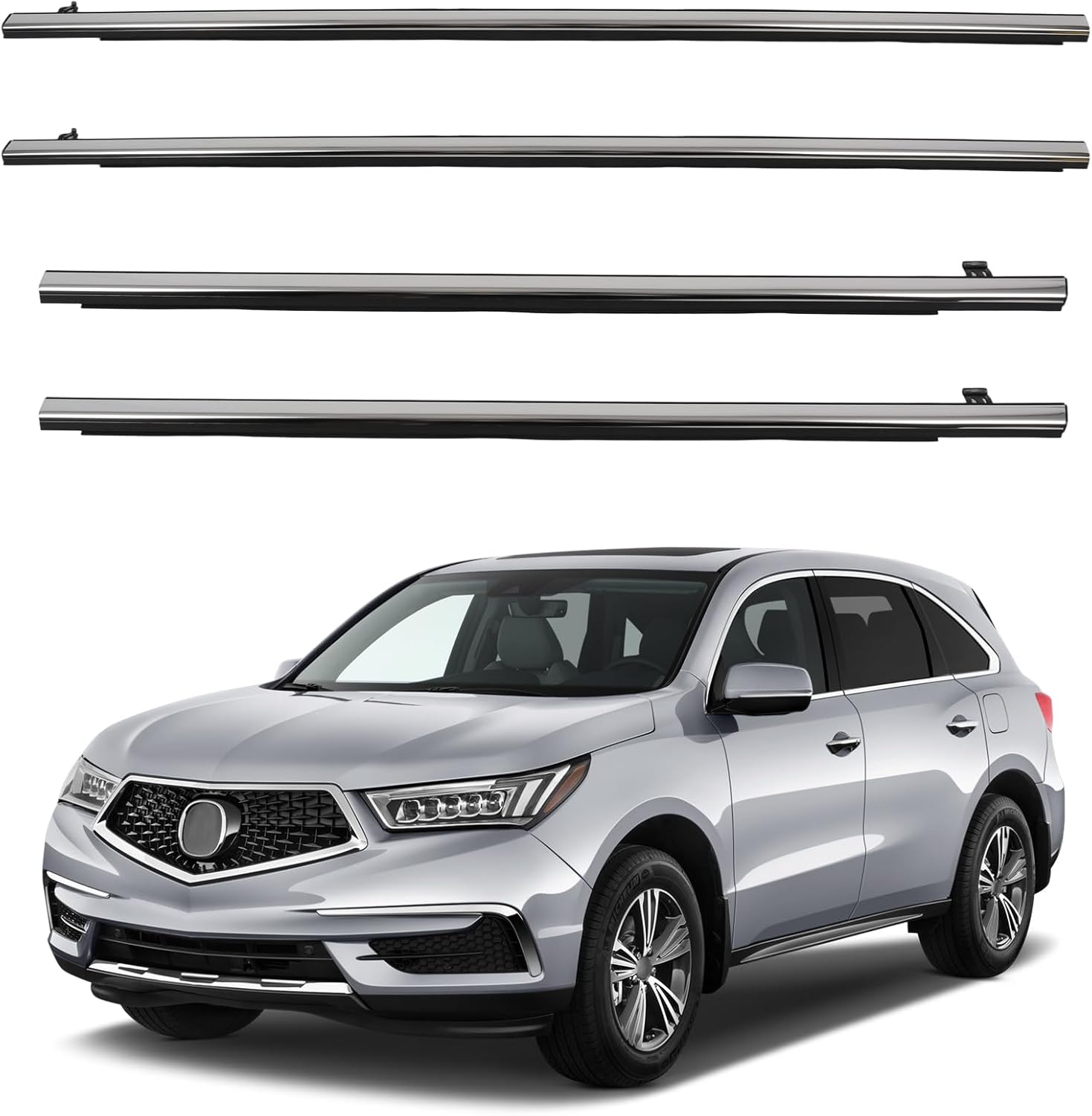 ECCPP Weather Stripping Window Trim For 2009-2014 for Honda for Acura TSX/4-door Outer Door Window Molding Trim Replacement for 72410-TL0-003,72450-TL0-003,72910-TL0-003,72950-TL0-003 4PCS