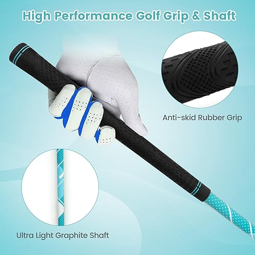 Miniatura 8 de Tangkula Juego de palos de golf para niños para mano derecha, juego completo de palos de golf junior con conductor #1 de 300CC y hierros y putter