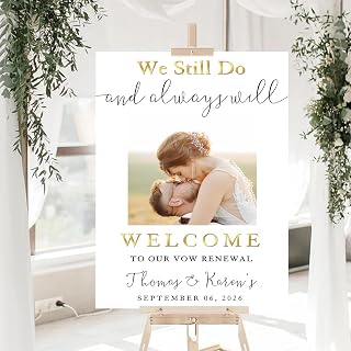 Editable We Still Do Yard Sign, Welcome To Our Vow Renewal Sign, Modern Vow Renewal Decorations Sign With Stand, Happy We Still Do Sign