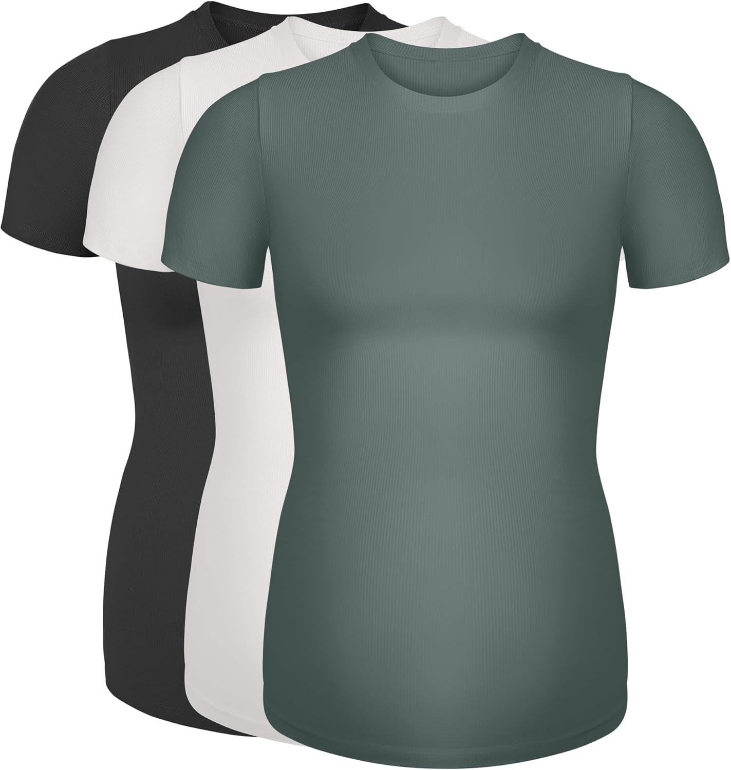 Peauty Maternity Ribbed T-Shirts with Crew Neck and Short Sleeves Shirts, Before During After Pregnancy Clothes