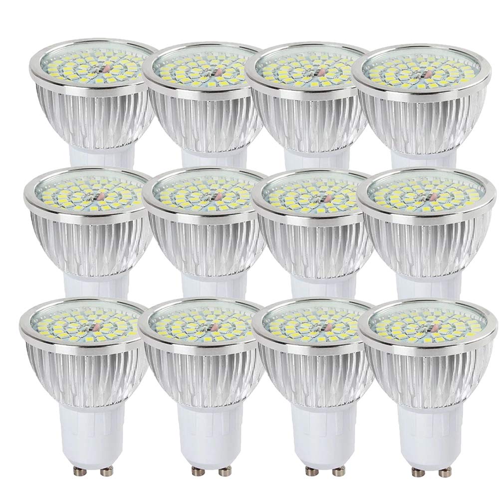 NUOXIN 12 Pack 5W GU10 Spotlight LED Light Bulb,Cool White 6000K 50W Equivalent, Energy Saving, Replacing Halogen Bulbs GU10 50W 500LM AC85-265V Not dimmable