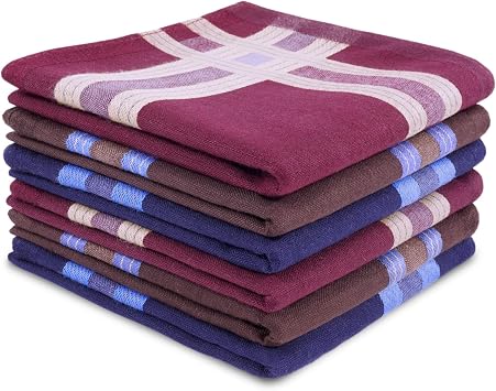 Selected Hanky Cotton Handkerchiefs for Men, 16x16 Inches, 6 Piece Gift Set | Premium 60S Cotton, 16x16 Inch, Vintage Pattern, Stitched Edge, Suit/Formal/Daily, Machine Washable