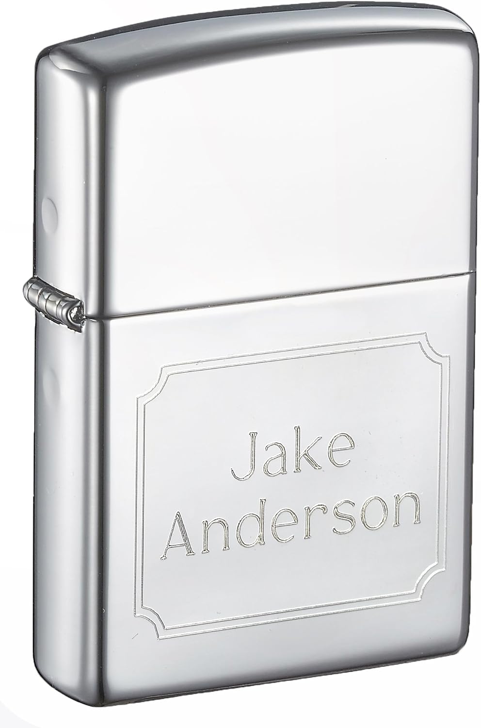 Personalized Zippo Curved Border High Polish Chrome Lighter with Free Engraving