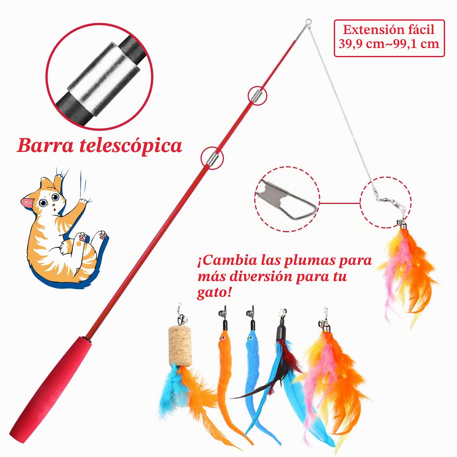 Juguetes Gat,35pcs Juguete para Gato con Túnel,Juguetes para Gatos Interactivos Juegos Gatito,Pescado,Ratón,Pluma,Pelota,Palo de Gato Divertido,Kit de Juguetes interactivos para Gatos