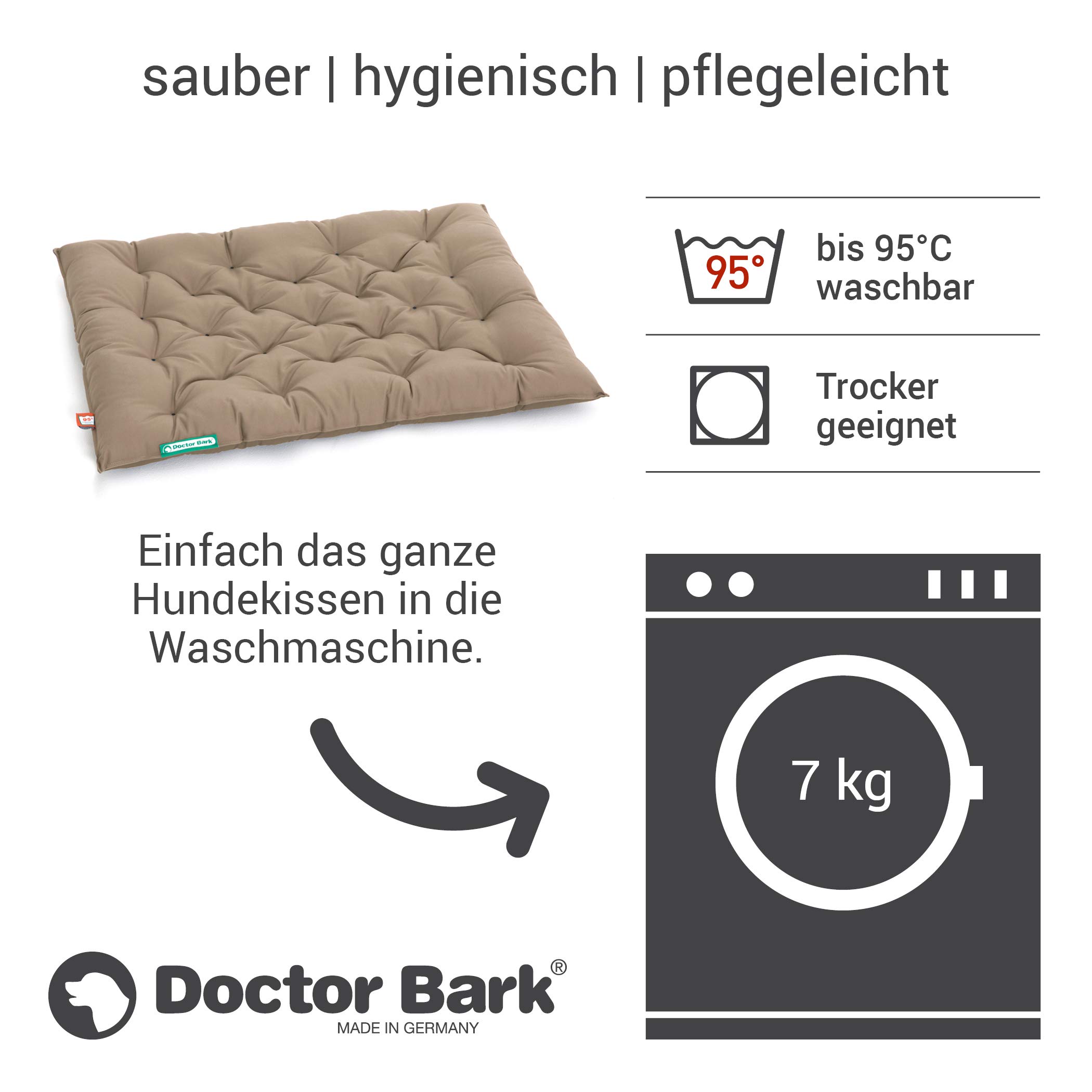 Doctor Bark Hundekissen Urban - orthopädisches Hundebett - waschbar bis 95°C - robuste Indoor - Outdoor Hundematratze - Made in Germany (XL - 90x70 cm, Goldbraun)