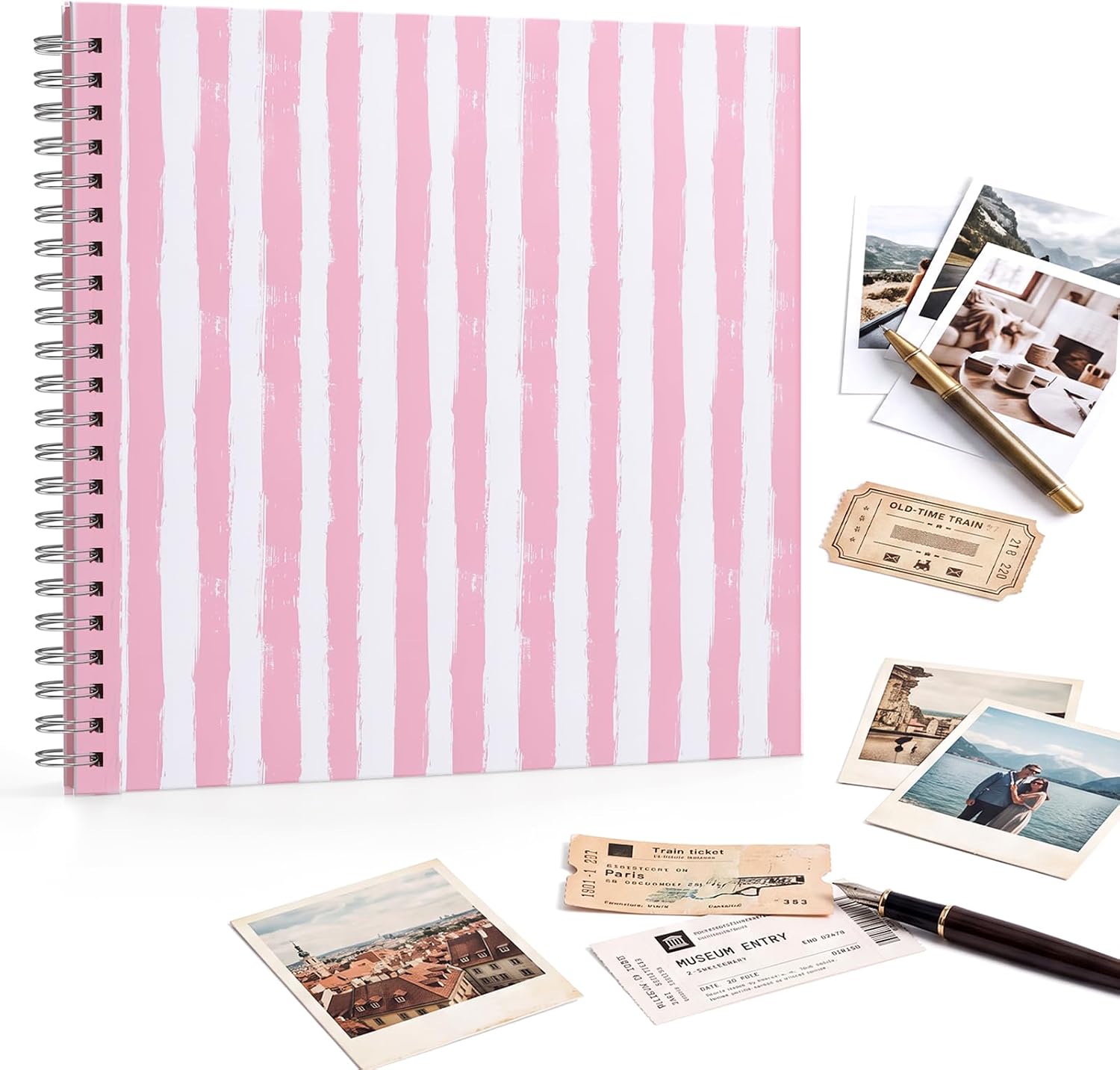 Pink Scrapbook Album 8x8in, 60 Pages DIY Photo Album, Cute Scrap Book