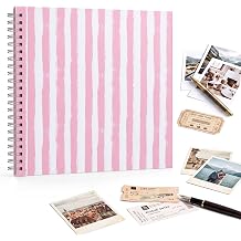 Pink Scrapbook Album 8x8in, 60 Pages DIY Photo Album, Cute Scrap Book
