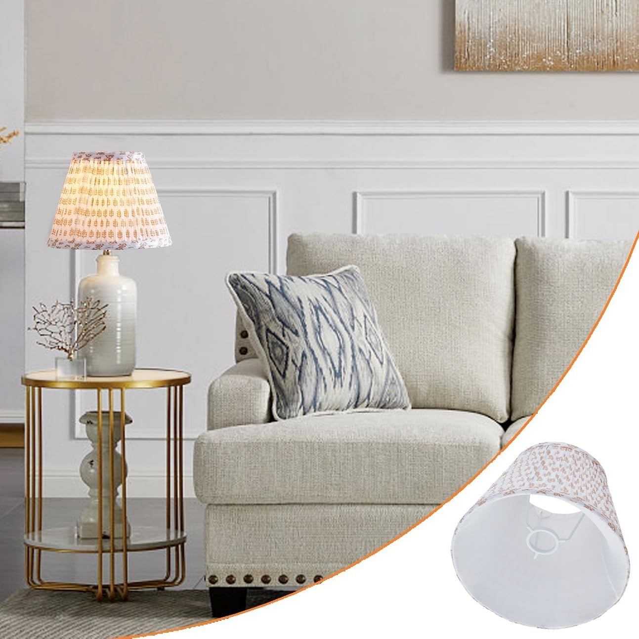 Uno Lamp Shade,Drum Pleated Lamp Shades 5" Top x 9" Bottom x 7" Slant Height,Barrel Small Replacement Lampshade (Uno Fitter), Fabric Lampshades Table lamp Shades Bottle Lamp Shade,1 Pack(Brown Floral)