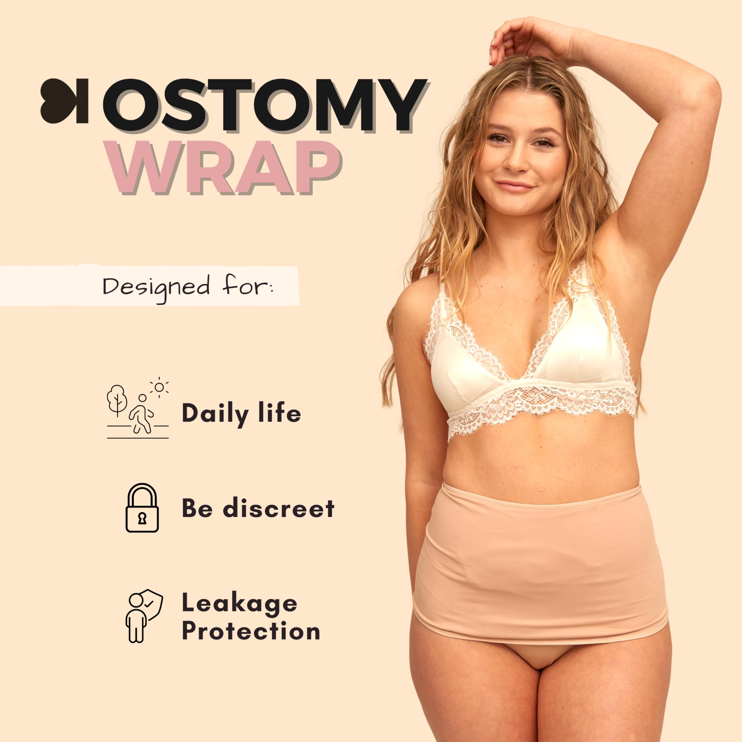 SIIL Ostomy Wrap for Women Beige, Ostomy bag covers as Colostomy gifts and Ileostomy supplies for Ostomates. Colostomy bag covers for women, Clothes for Ostomy Made in Europe