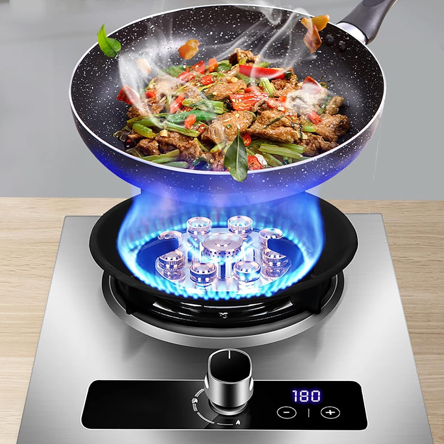 Gas Hob Built-In Gas Cooktop, 1 Zones Burner Gas Hob,Flameout Protection & Timing Function(I LPG) (D NG)