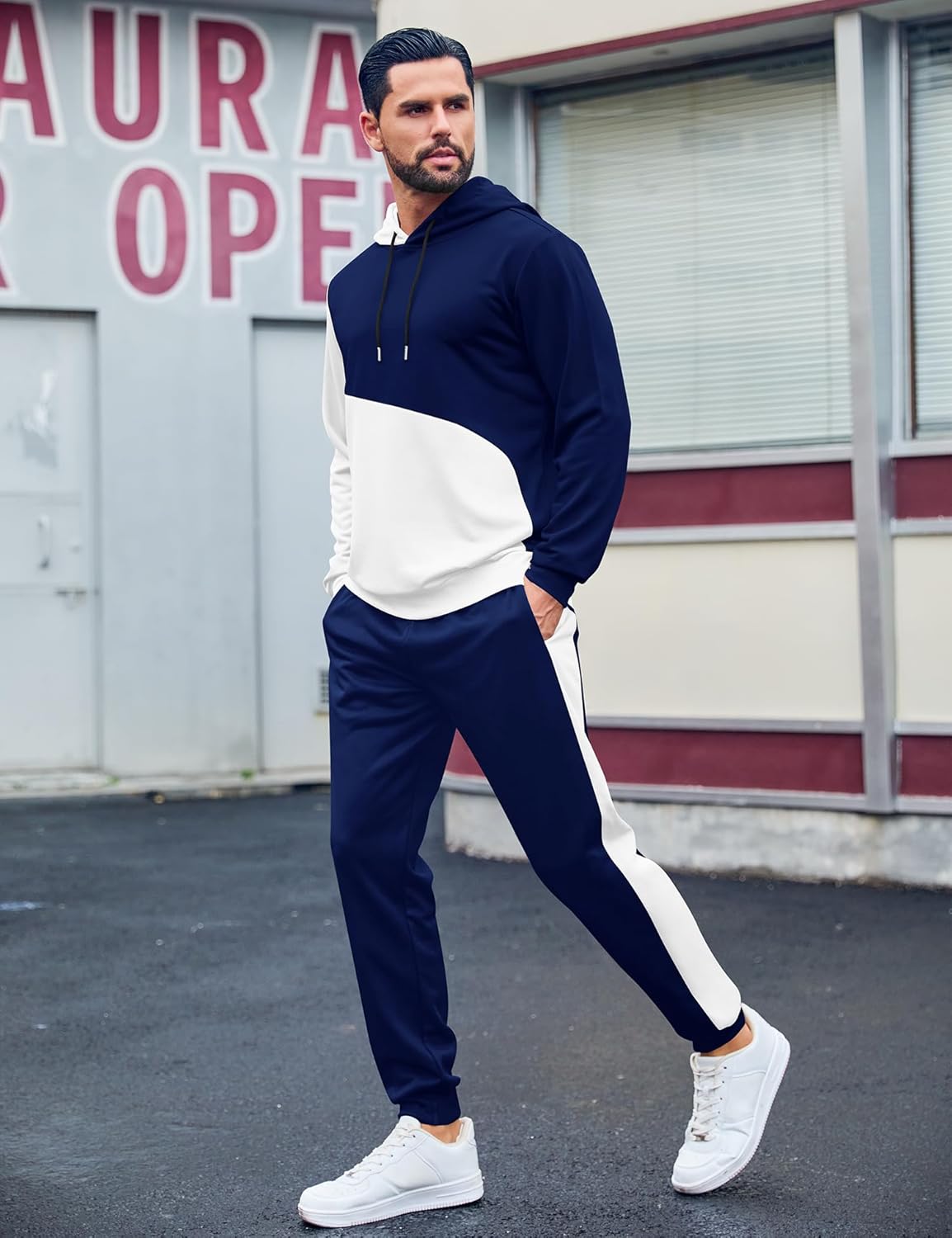 LecGee 2 Piece Men Hoodie Casual Hooded Athletic Tracksui Casual Running Jogging Sport Pants Suit Sets Outfits for men - Image 3