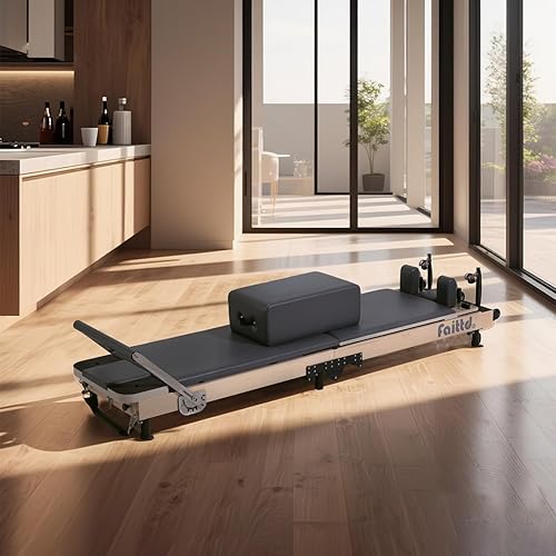 Foldable Pilates Reformer & Equipment - Pilates Reformer Workout Machine for Home Gym with Reformer Accessories, Reformer Box, Padded Jump Board - Up to 300 lbs Weight Capacity