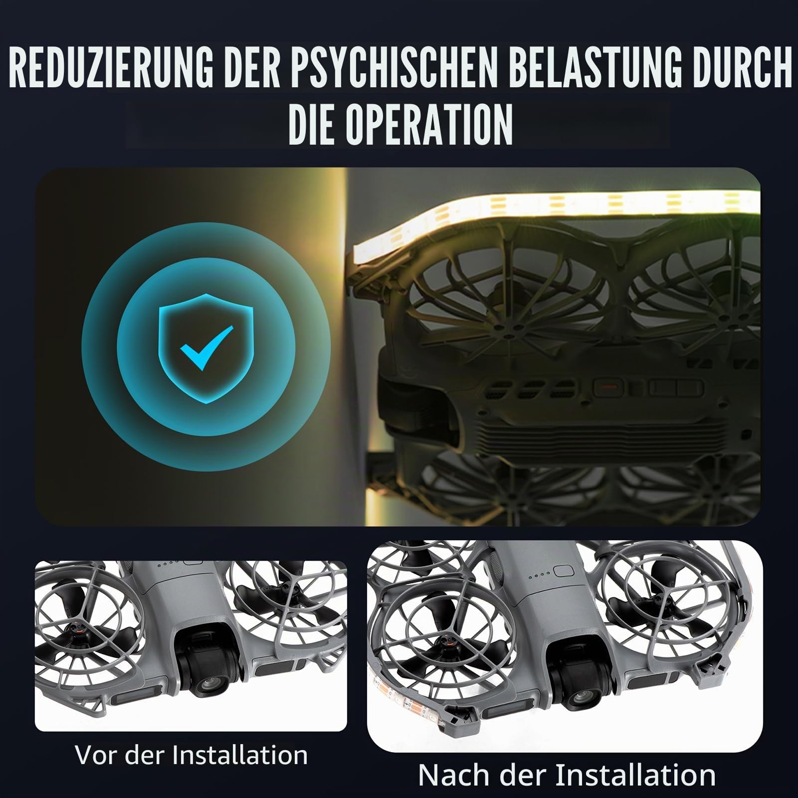 LED-Lichtstreifen Propeller Guard für DJI Neo 2 Zubehör, RGB Mehrfarbige Durchfluss Nacht Flug Licht Fliegende Warnstreifen für DJI Neo 2 Fly More Combo, Typ-C wiederaufladbar, Steady/Flash/Flow-Modi