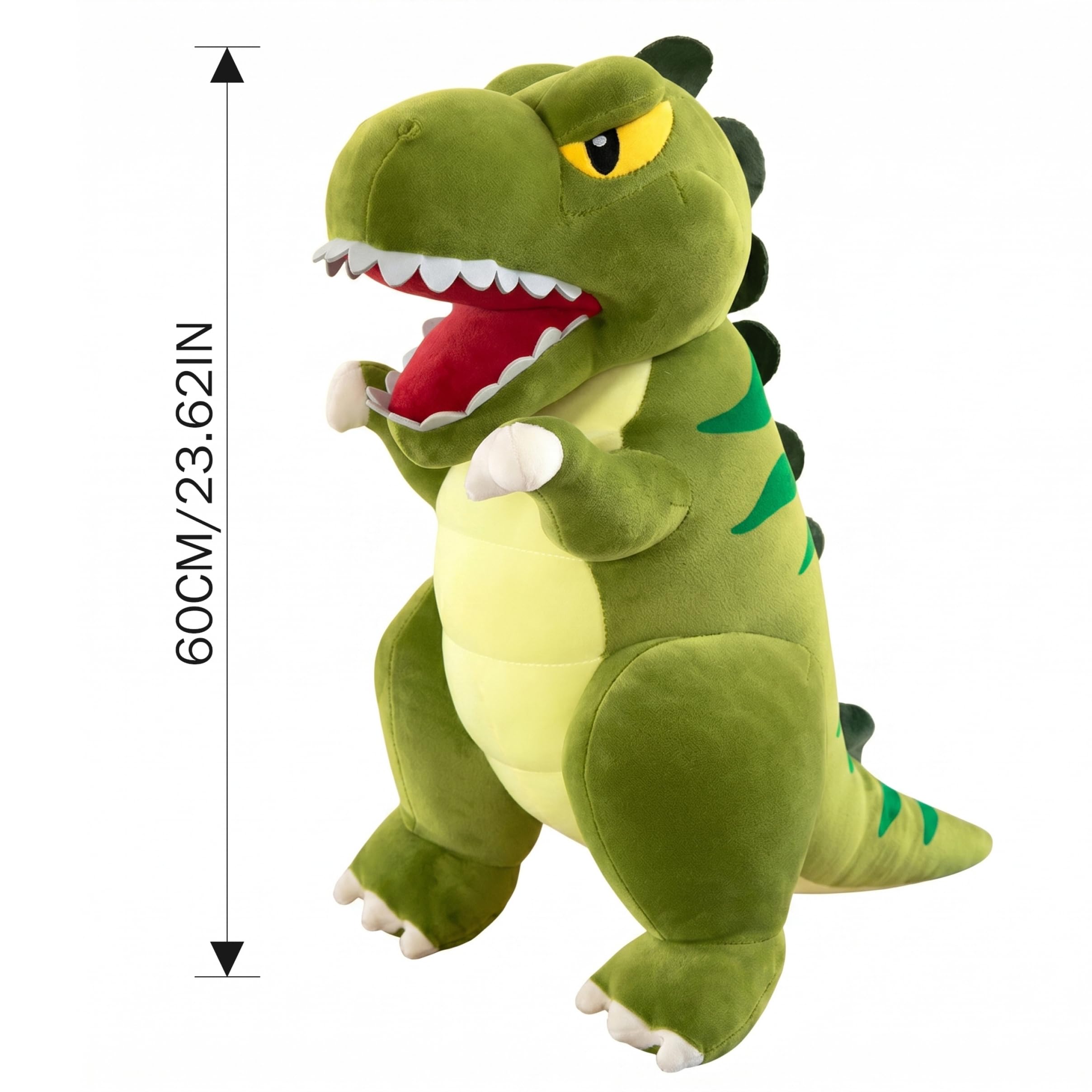 Dinosaurio de Peluche, Lindo Juguete de Peluche de Dinosaurio, Almohada Suave y tierna, compañero para niños, Verde, 23, 62 Pulgadas (60 cm)..