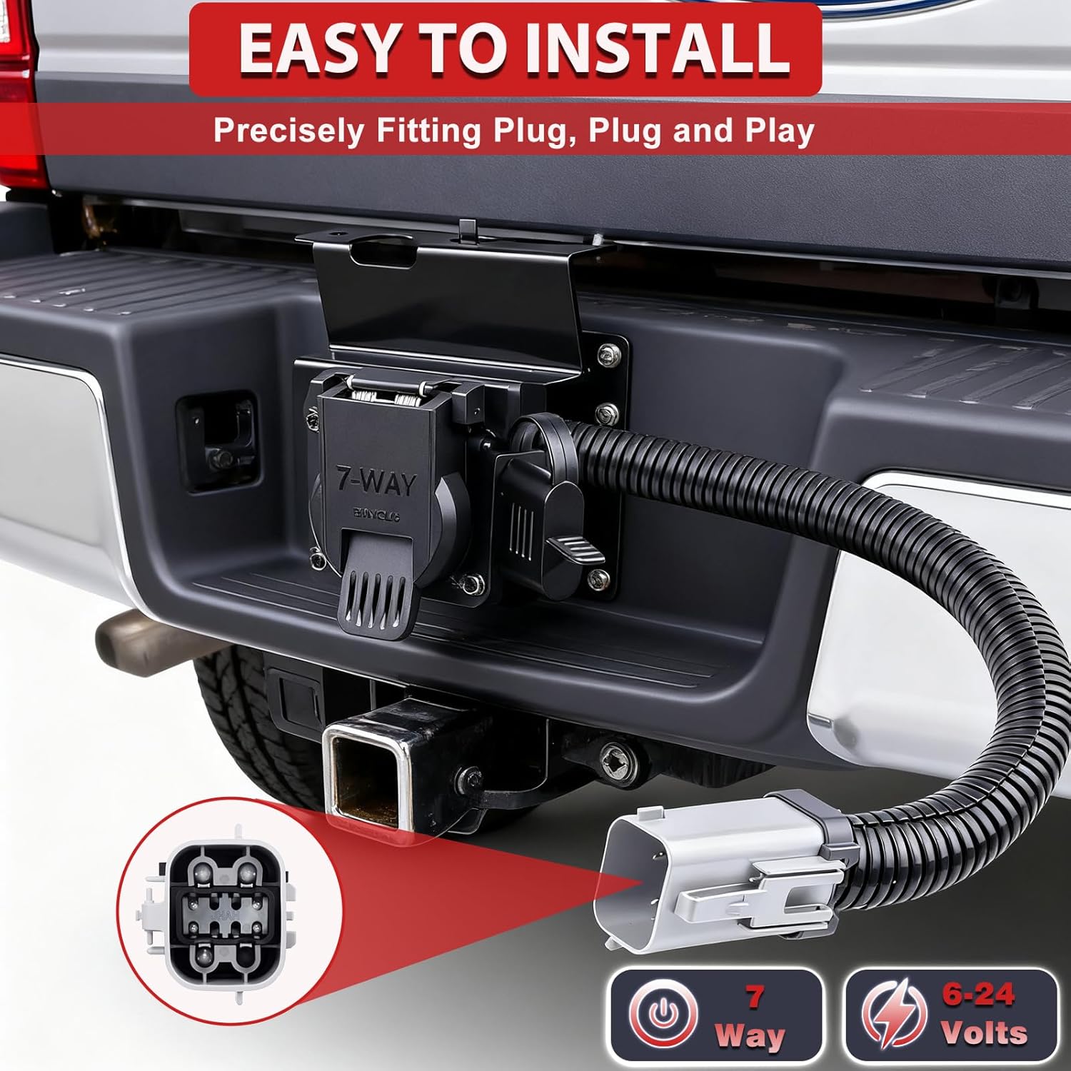 4 & 7 Pin Trailer Tow Wiring Harness Plug with Connector for Ford F250 F350 Super Duty 2002 2003 2004 Replaces 2C3Z-13A576-DA