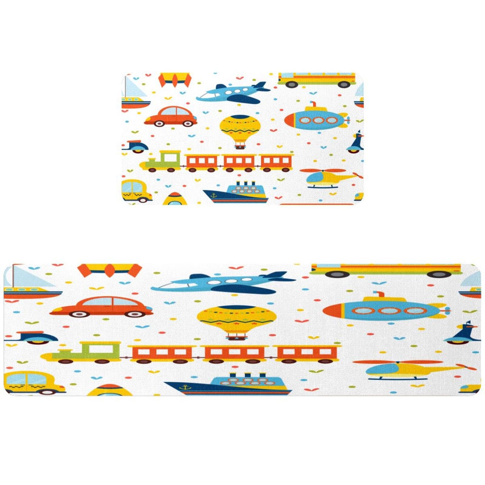 Alfombrillas de cocina absorbentes que evitan resbalones diseño avión y tren