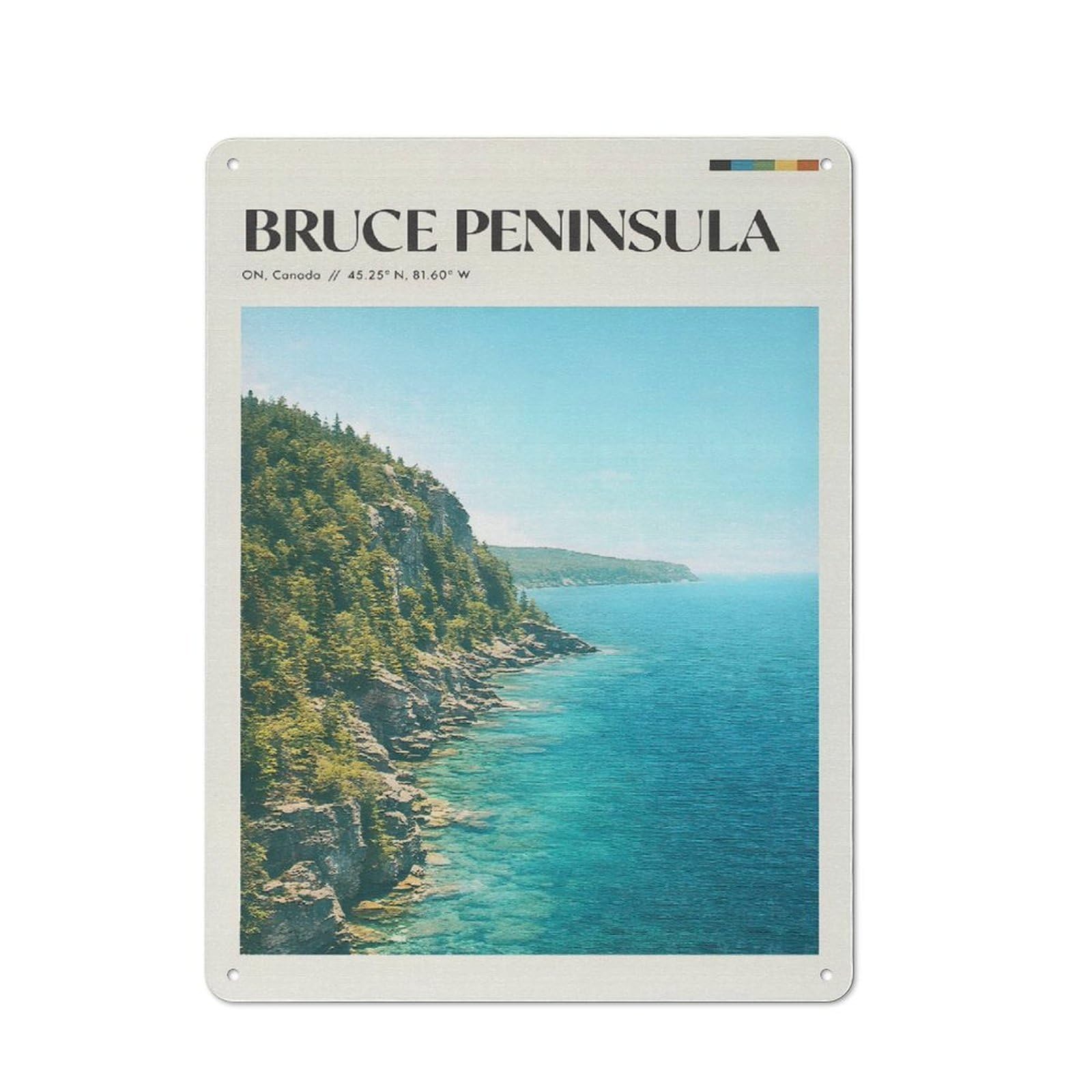 Junmoney Style-24 For Living Room Wall, Bruce Peninsula Landscape Rustic Metal Wall Sign 40X30cm, For Vintage Wall Decor Fans, For Garage And Workshop Walls