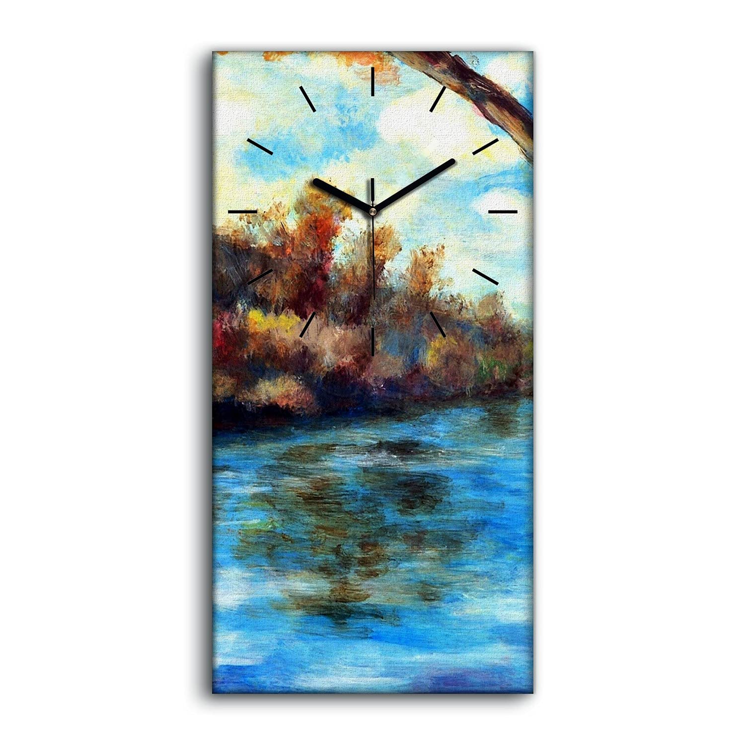 Horloge d'art moderne sur toile paysage de forêt 30x60cm de salon contemporain