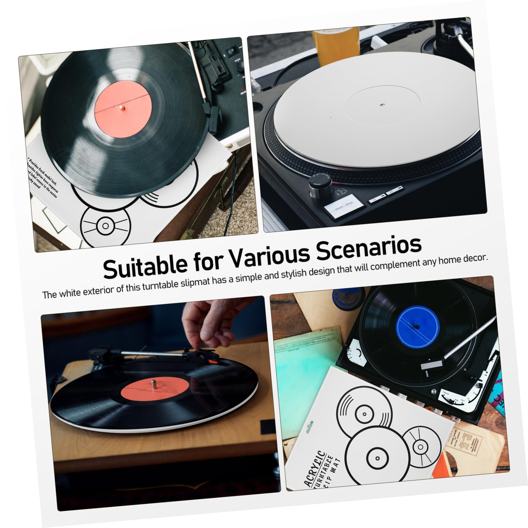 Alasum Alfombrilla De Acrílico Antiestático Para Tocadiscos De Diseño Antideslizante y La Reproducción De Accesorio Para Reproductores De Discos