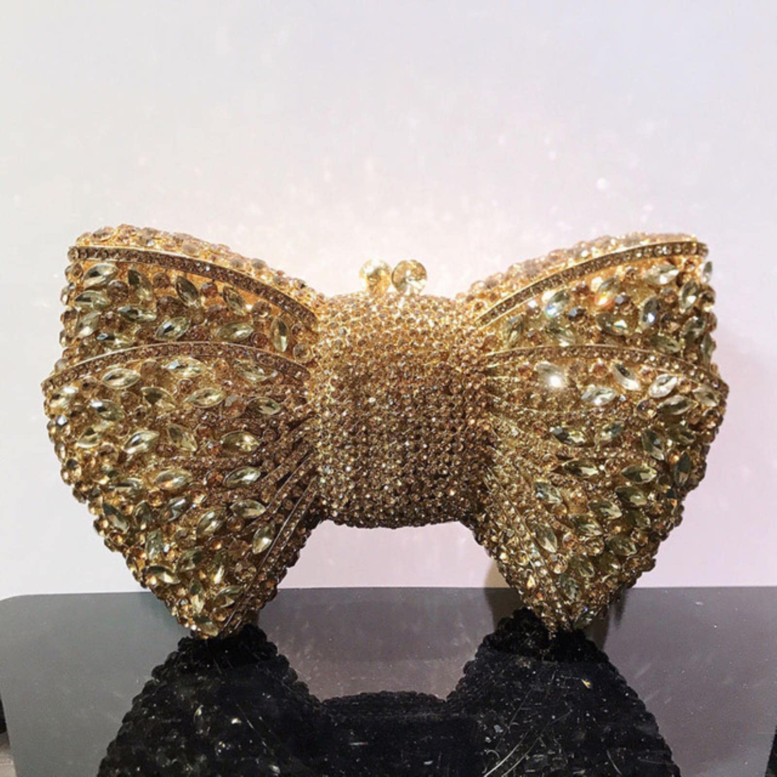 AllForYou Pooflower Designer Bow Tie Shaped Diamonds Wedding Party Small Clutch Purse Women Luxury Chains Crystal Evening Handbags