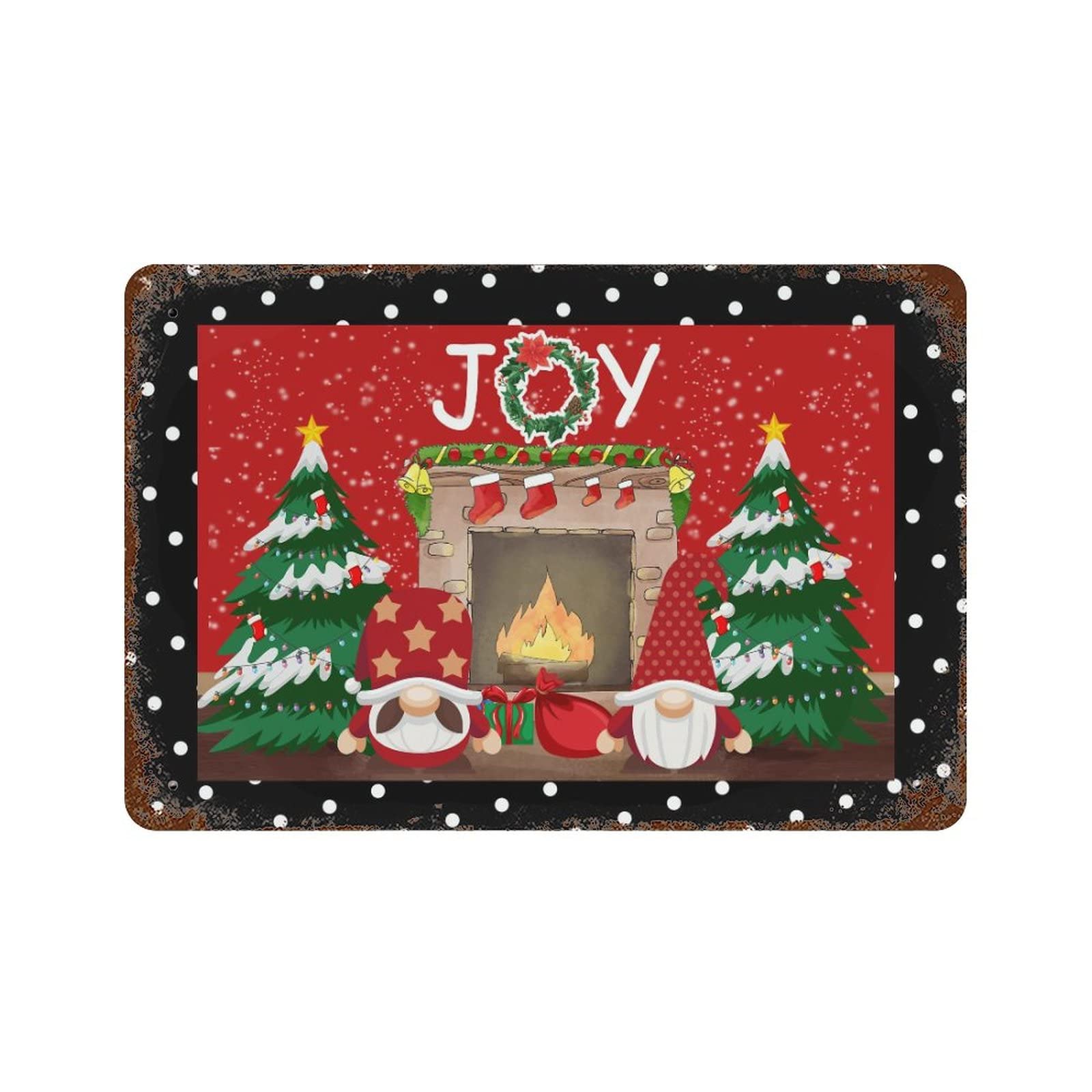 Panneau en étain gnomes de Noël vintage 30x45 cm pour décoration rétro