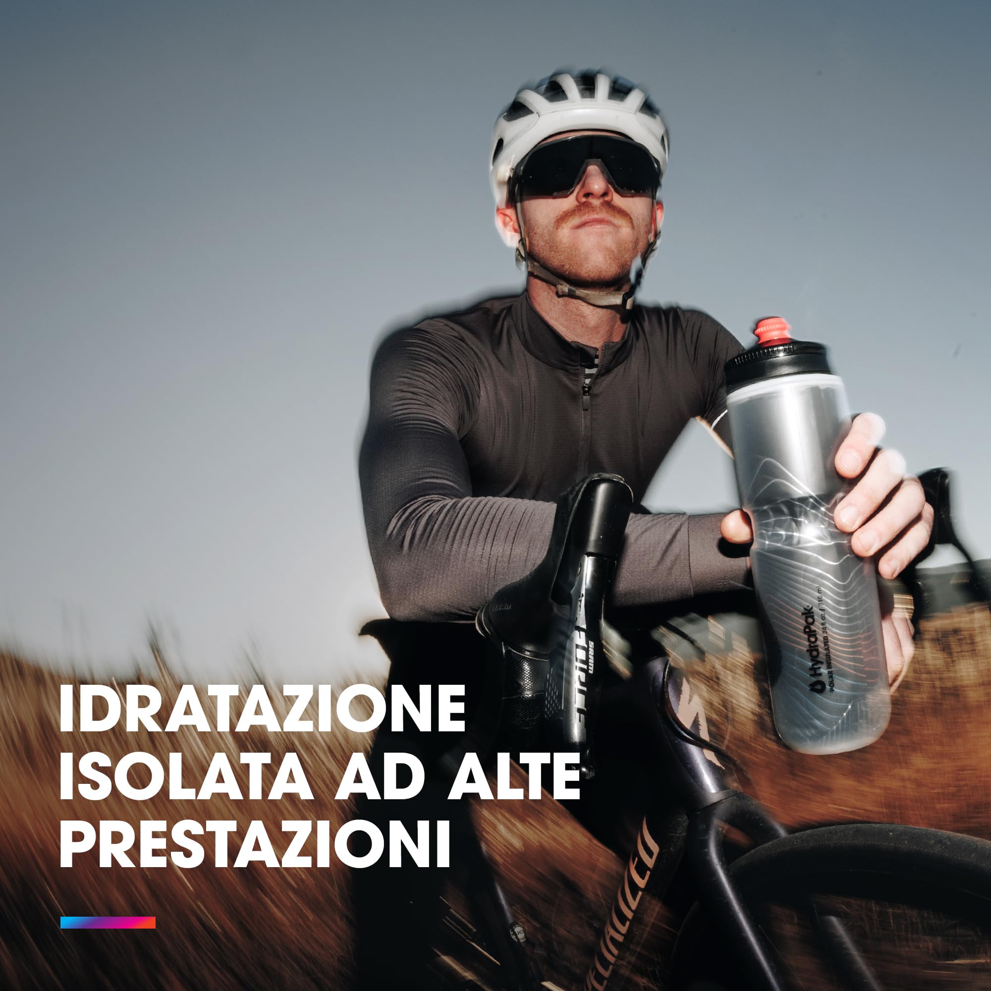 HydraPak Polar Surge Borraccia termica per bici - Borraccia ad alto flusso, per ciclismo e sport (Black, 700 ml)
