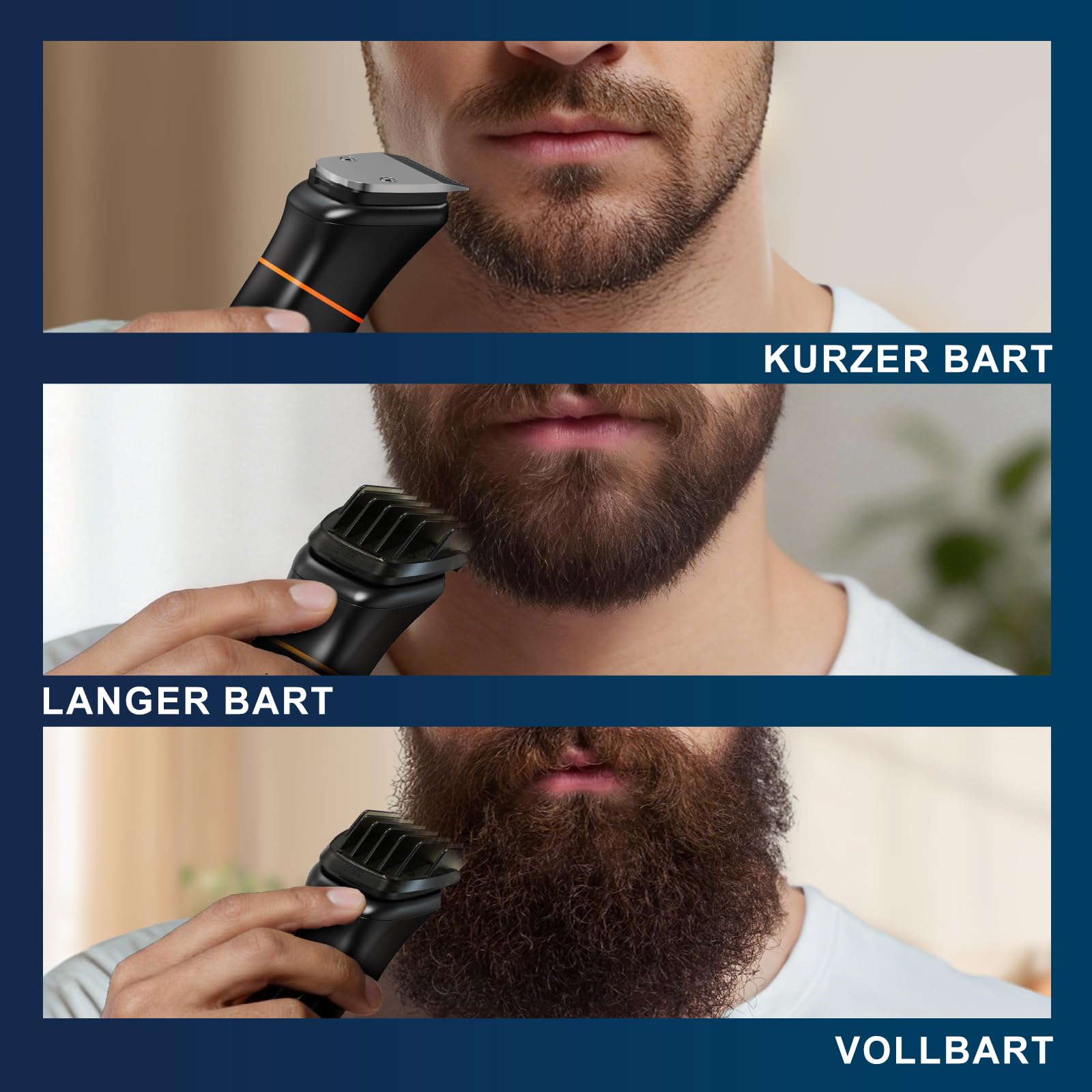 MAXGROOM 6 in 1 Barttrimmer, Elektrischer Bartschneider Herren mit Magnetischen Schneideinheit, 120 Min Akkulaufzeit Beard Trimmer, IPX6 Wasserdicht Bartrasierer Leicht zu Reinigen, Type-C