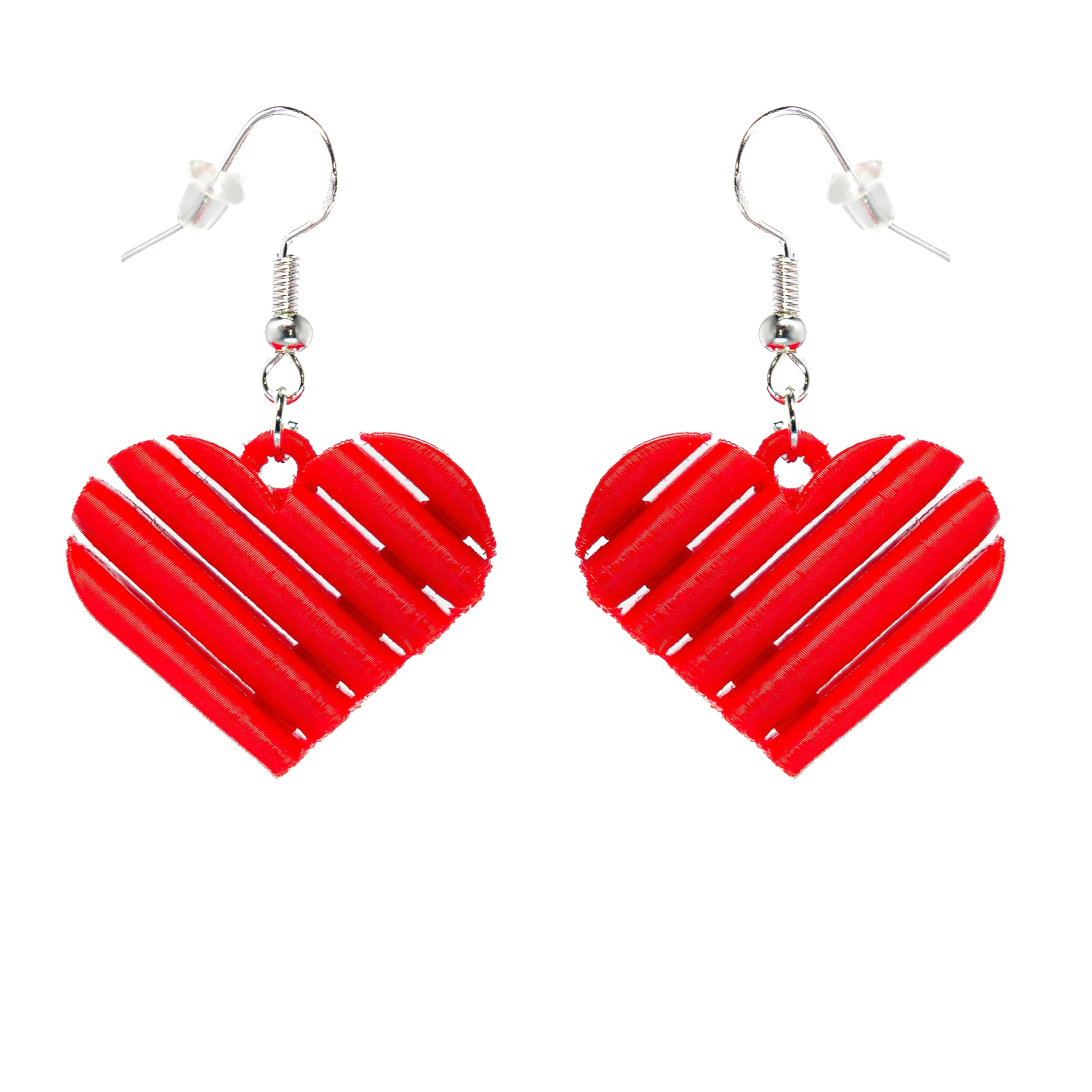 3D-Printed Heart Shaped Dangle Earrings for Women with 925 Sterling Silver French Hooks - Lightweight Hypoallergenic Elegant Secure