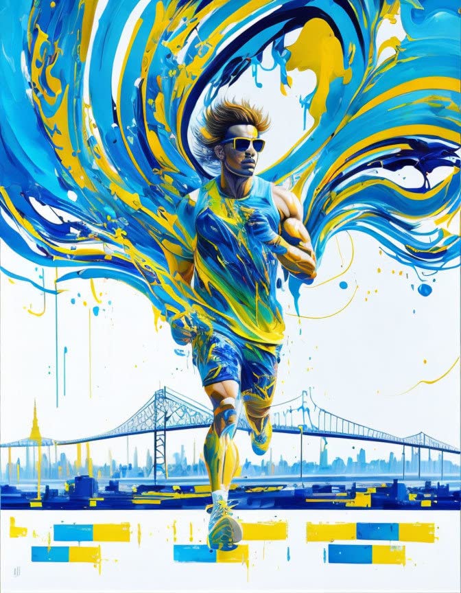 Toile murale de sport Meechi sans cadre motif homme athlète en pleine course 50x70 cm