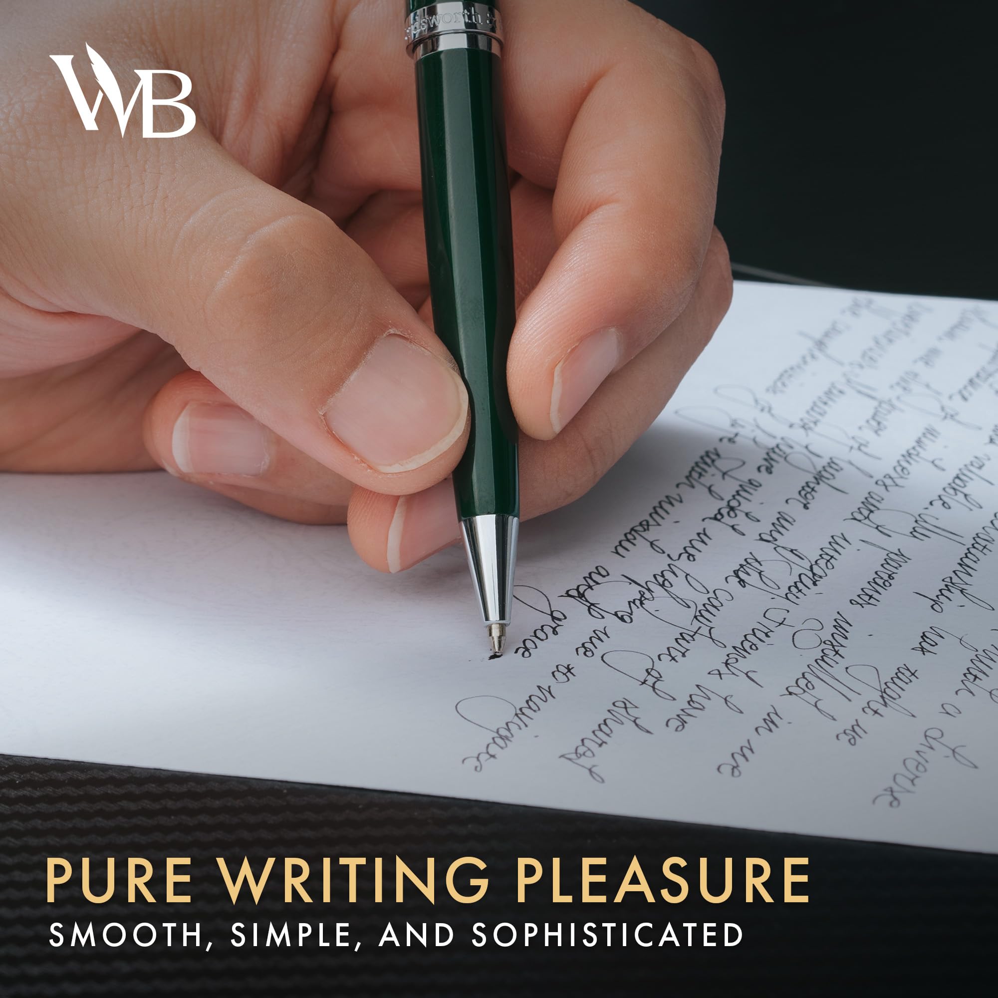 Wordsworth & Black Kugelschreiber Grüner Lack Atemberaubender Luxus Stift Chrom-Finish, Tinten-Nachfüllung, Bestes Geschenkset für Männer & Frauen, Nachfüllbar, Elegant, Schöne Stifte, Feine Spitze