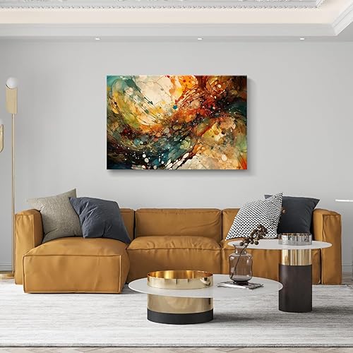 Miniatura 4 de gaosoul Lienzo impreso abstracto de forma aleatoria, pinturas artísticas de líneas deslumbrantes amarillas y cian, graffiti, póster de arte de pared