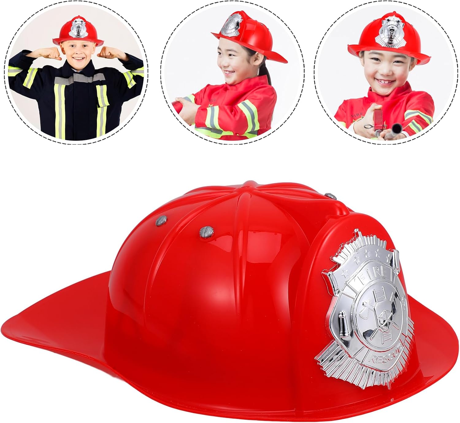 ibasenice Kids Firefighter Hat Children Fireman Helmet for Boys Girls Role Play Halloween Costume Accessories Dress Up
